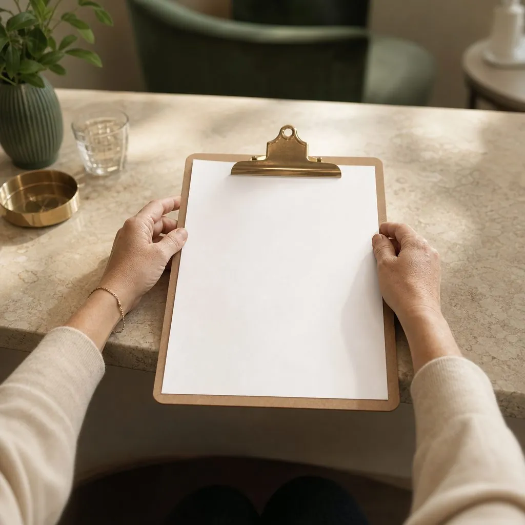 Paperwork handed across the front desk at AH Clinics