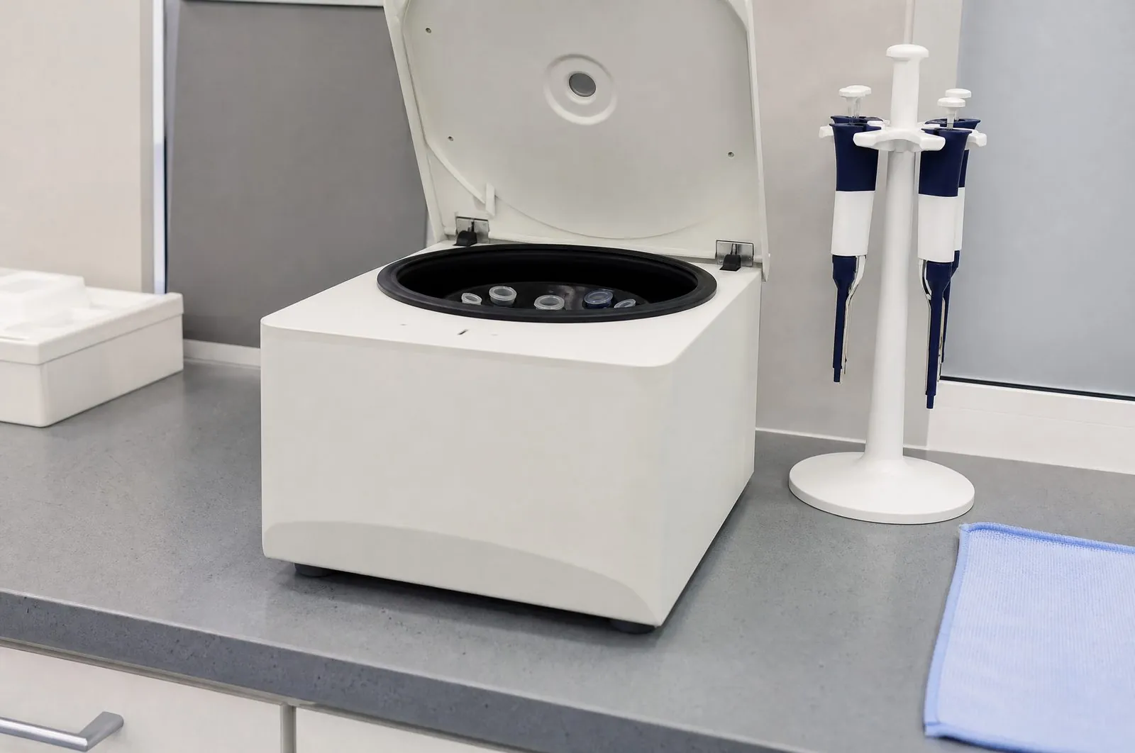 Centrifuge used to concentrate platelets